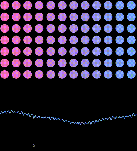 Long-press mouse to draw lines that pulse rhythmically with sound.