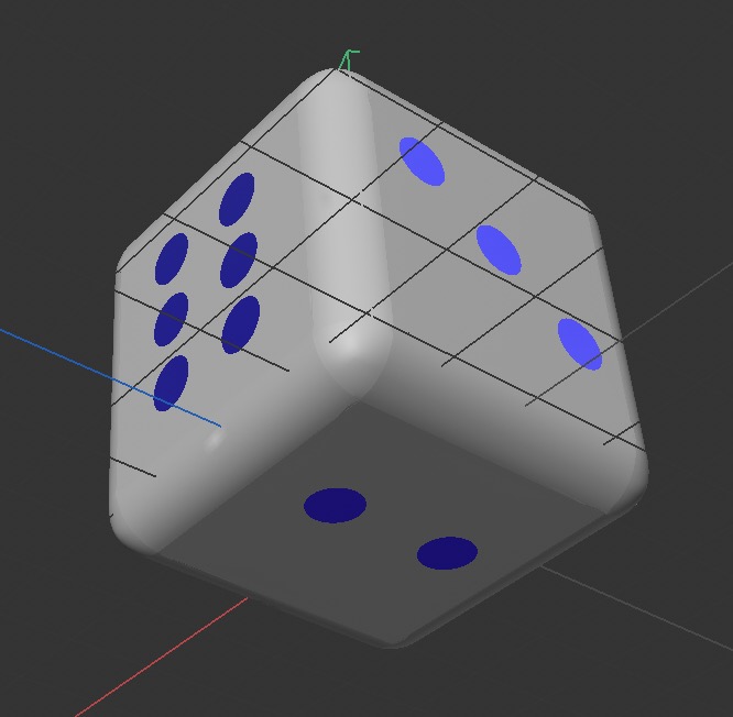 This is the lower left view of the dice model.