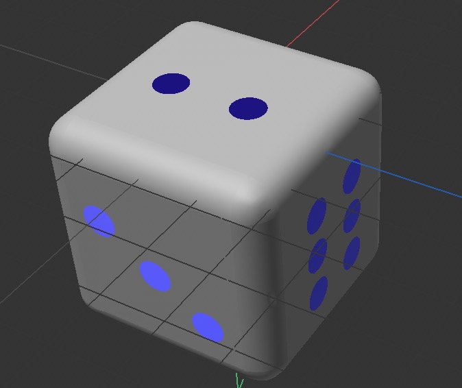 This is the upper right view of the dice model.