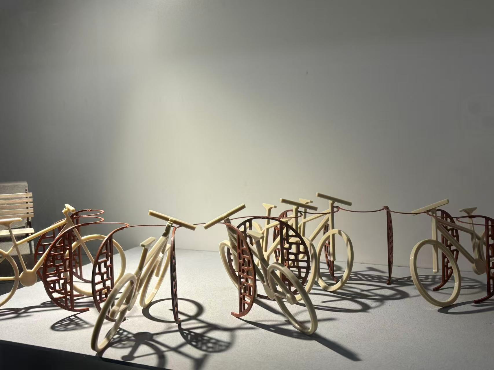 This material is made of wood. It employs wood carving and cutting techniques.