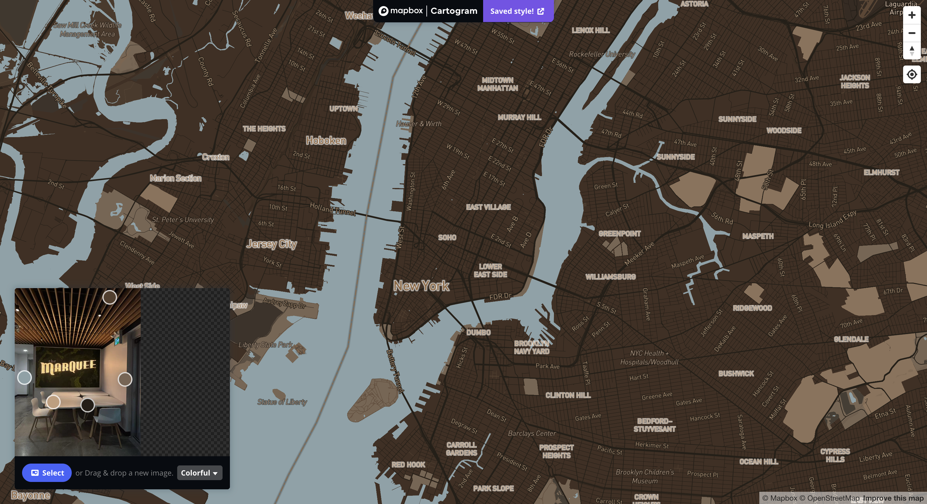The image used is from Mapbox styling Informed by Spatial Workshop 1