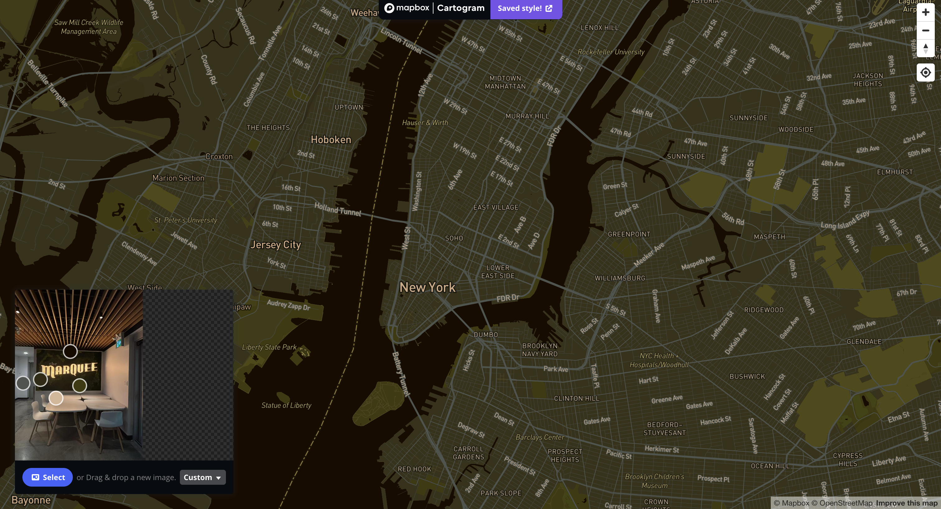 The image used is from Mapbox styling Informed by Spatial Workshop 1